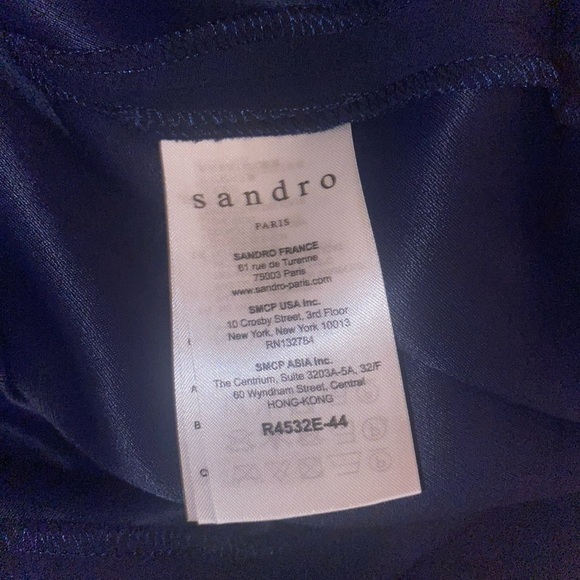 Sandro Paris Navy Blue Cut Out Back Crepe Mini Dress - Picture 6 of 10